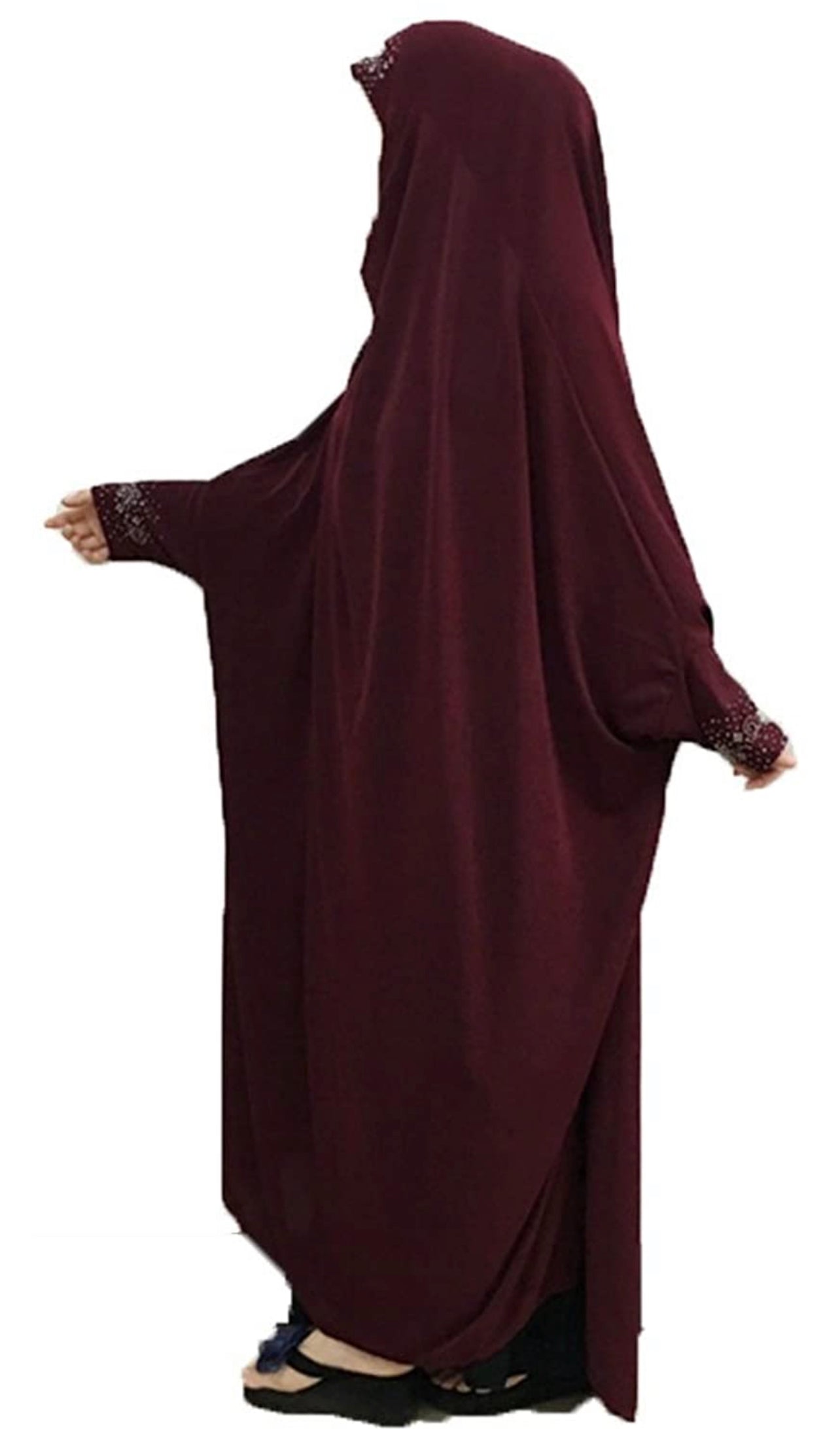 EMPIRE Women's One-piece Prayer Dress Muslim Abaya- Burgundy